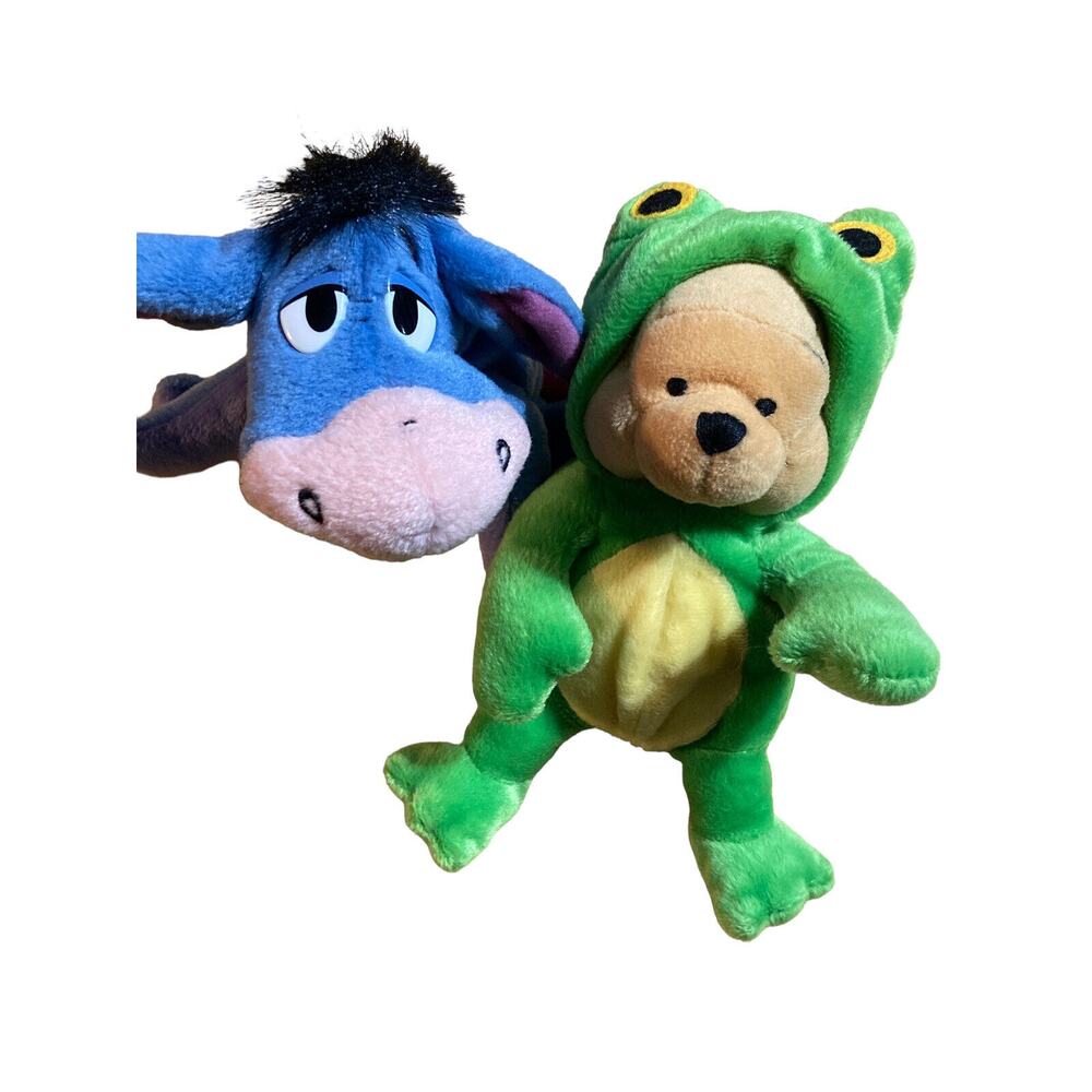 Winnie the Pooh Dressed as a Frog 8"‎ Plush Toy Disney Store & Eyeore